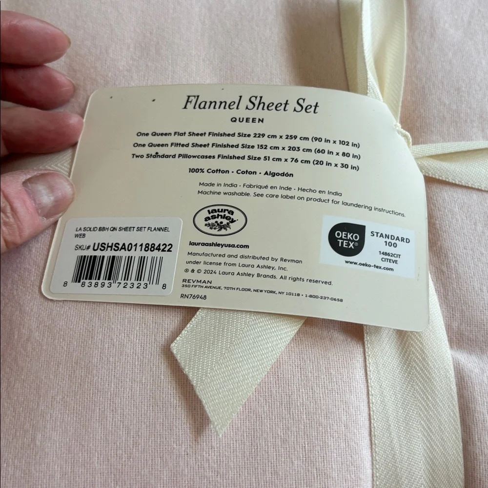 Laura Ashley Flannel Sheets Anti-Pilling & Wrinkle Resistant Cotton,Bright Blush